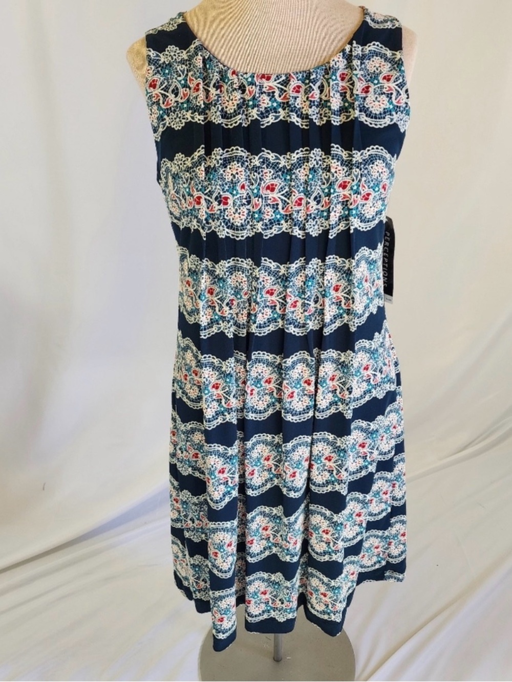 NWT Perceptions tank dress blue floral 10p